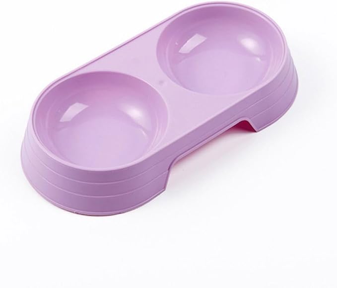 Cat Double Bowl 1PC Practical Dog Food Tray Portable Pet Accessories Candy Color Cat Feeding Bowl(Purple)