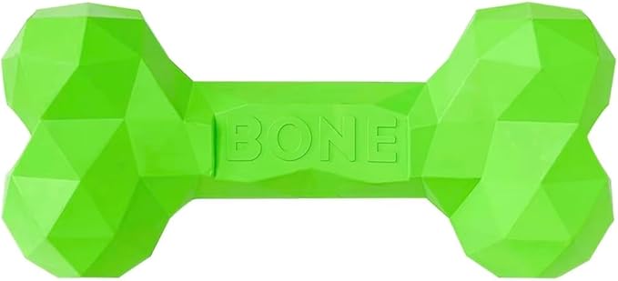 Natural Rubber Dog Chew Bone – Treat-Dispensing, Tough & Indestructible Chew Toy – Safe for Aggressive Chewers – Dental Health & Boredom Relief (Green)