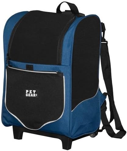 Pet Gear I-GO2 Roller Backpack, Travel Carrier, Car Seat for Cats/Dogs, Mesh Ventilation, Included Tether, Telescoping Handle, Storage Pouch