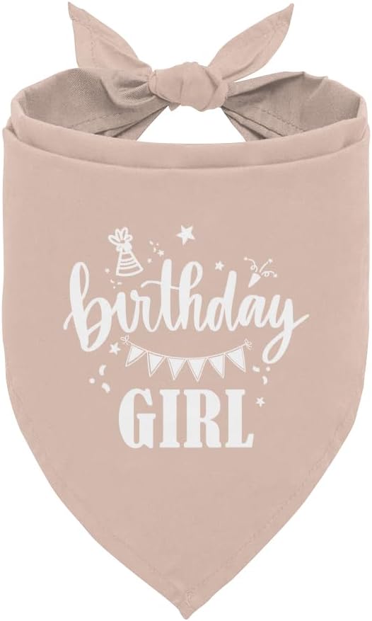 Birthday Girl Dog Bandana - Apricot Pink, Funny Cute Triangle Scarf, Pet Accessories for Small Medium Large Dogs, Gift for Dog Lover (D33)