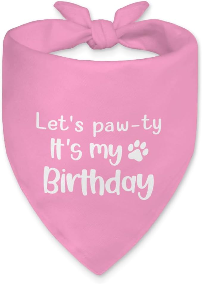 Let's Pawty It's My Birthday Dog Bandana, Happy Birthday Girl Dog Bandana, Pet Scarf Accessories for Dog's Party Dogs Lovers Gifts, Party Pet Photo Prop Accessories for Dogs Lovers