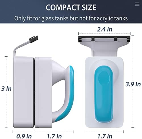 Pawfly Aquarium Strong Magnetic Brush 3 Inch Stain Cleaner with Detachable Stainless Steel Scraper and Non-Slip Handle Floating Cleaning Scrubber Tool for Glass Fish Tank (Not for Acrylic Tank)