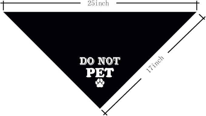 Do Not Pet Dog Bandana, Black Dog Bandana, Gift for Dogs Lover, Funny Cute Pet Triangle Scarf Accessories for Small Medium Large Dogs (D38)