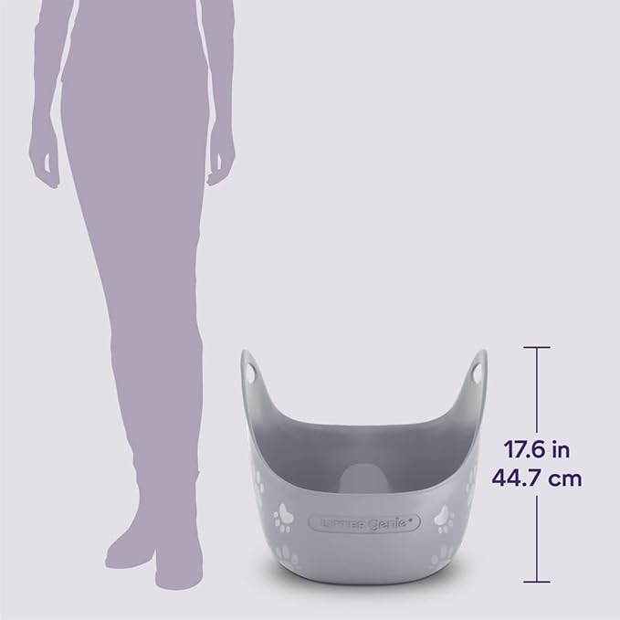 Litter Genie Cat Litter Box | Portable, Open, High Sided Cat Litter Box with Handles | Flexible Plastic Litter Box | Comfortable, Easy-Clean Cat Box
