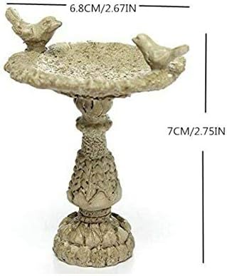 EatingBiting 1:12 Scales Dollhouse Miniature Birdbath Garden Outdoor Center Foutain 2 Birds Resin Fairy Garden Furniture Resin Vintage Bird Bath Fountain for Home Decor Ornaments