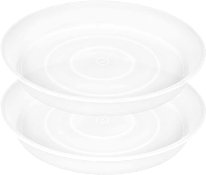 2 Pack of 8 inch Plant Saucer Clear, Heavy Duty Plastic Plant Water Tray 8 inch Round, Flower Plant Saucers for Indoors No Holes, Plant Dishes Saucer for Planter 7"/8" (8", Clear)