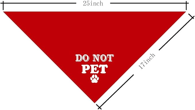 Do Not Pet Dog Bandana - Red Triangle Scarf, Funny Cute Pet Accessory, Gift for Dog Lover, for Small Medium Large Dogs (D37)