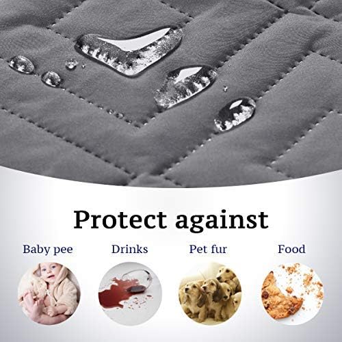 Reversible Sofa Slipcover Furniture Protector Water Resistant 2 Inch Wide Elastic Straps Sofa Cover Couch Covers Pets Kids Fit Sitting Width Up to 66" (Sofa: 75" x 110", Gray/Beige)