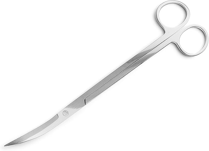 Mandala Crafts 10 Inches Silver Stainless Steel Curved Aquarium Scissors for Trimming Aquatic Plants – Bent Aquascape Scissors for Fish Tanks, Hospital Tanks, Goldfish Bowls, and Terrariums