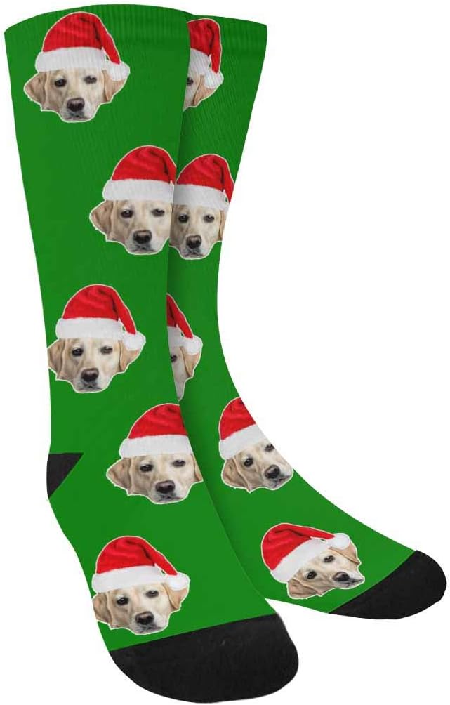 Custom Face Socks, Personalized Dog Lover Pet Photo Picture on Socks Unisex Athletic Crew Socks for Men Women