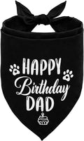 K31 Happy Birthday Dad Dog Bandana - Classical Black Printing, Pet Scarf Accessory Gift for Dad's Birthday Party