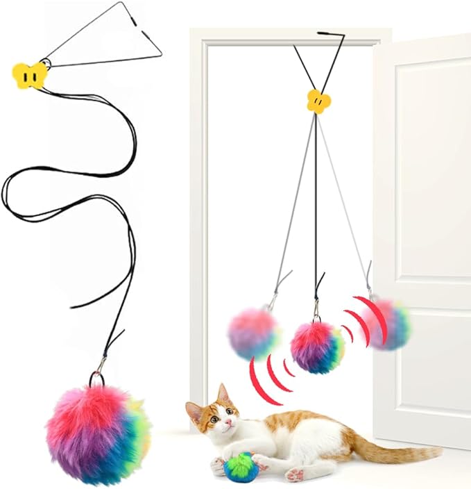 Interactive Cat Toys, Independent Play Hanging Door Cat Toys for Indoor Cats Kitten Exercise Toy for Bored Cats