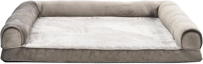 Amazon Basics Dog Bed with Cooling Gel Memory Foam, Pressure-Relief Support for Dogs up to 90lbs, Non-Slip Bottom, Machine Washable Cover, Extra Large Sized (44" x 35"), Taupe