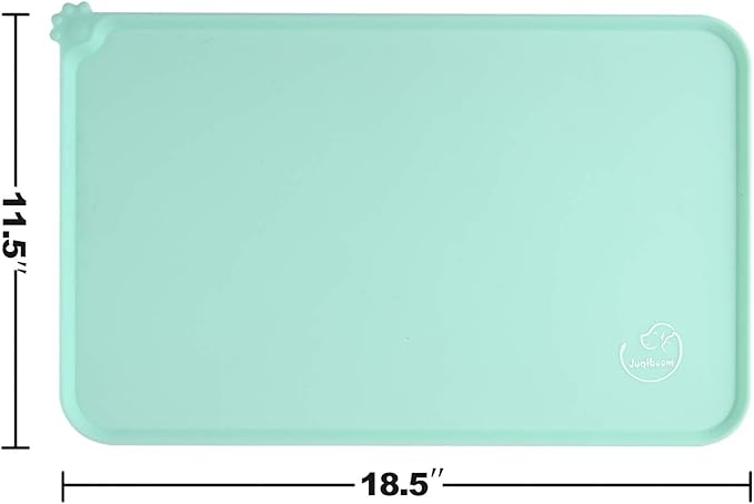 Silicone Waterproof Dog Cat Pet Feeding Mats, Non Slip, Easy Clean Pet Dog Cat Bowl Mats Placemat (18.5" x 11.5") Green