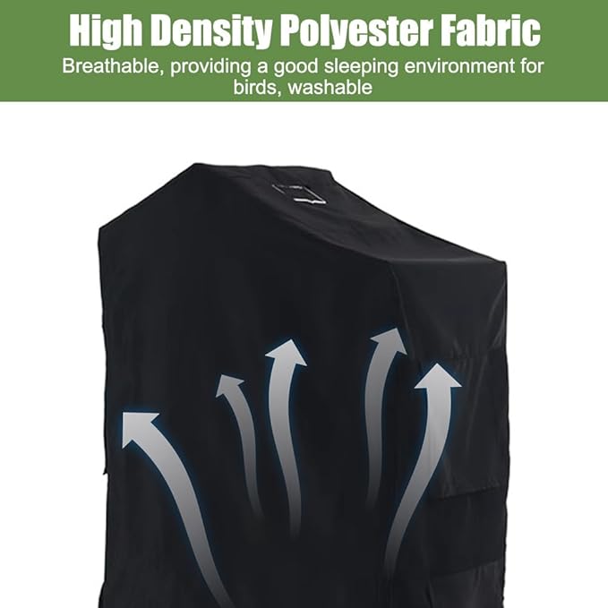 DONGKER Bird Cage Cover,Waterproof Bird Black-Out Cover Breathable with Zipper & Self-Adhesive Fastening for Parrot Parakeets Winter Windproofing & Warmth