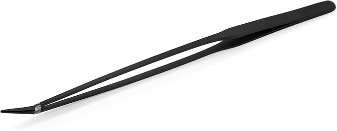 Mandala Crafts 15 Inches Black Stainless Steel Curved Aquarium Tweezers for Aquatic Plants – Long Aquascape Forceps for Fish Tanks, Hospital Tanks, Goldfish Bowls, and Terrariums