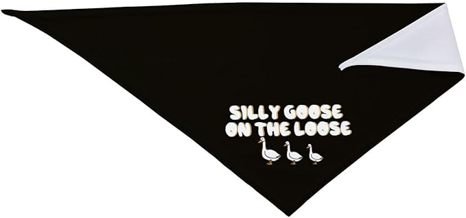 Silly Goose on The Loose Triangle Dog Bandana,Summer Bandana Funny Triangle Dogs Scarf Handkerchief Soft Adjustable Puppy Bandanas (Black)