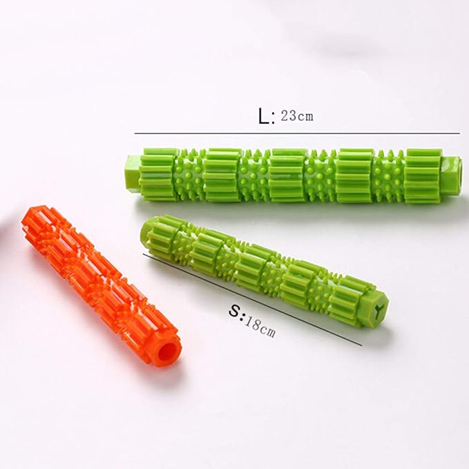 oAtm0eBcl Pet Dog Chew Toy, TPR Rubber Stick Puppy Chewy Toy for Aggressive Chewer, Teeth Cleaning & Slowing Feeding Toy for Dogs Orange S