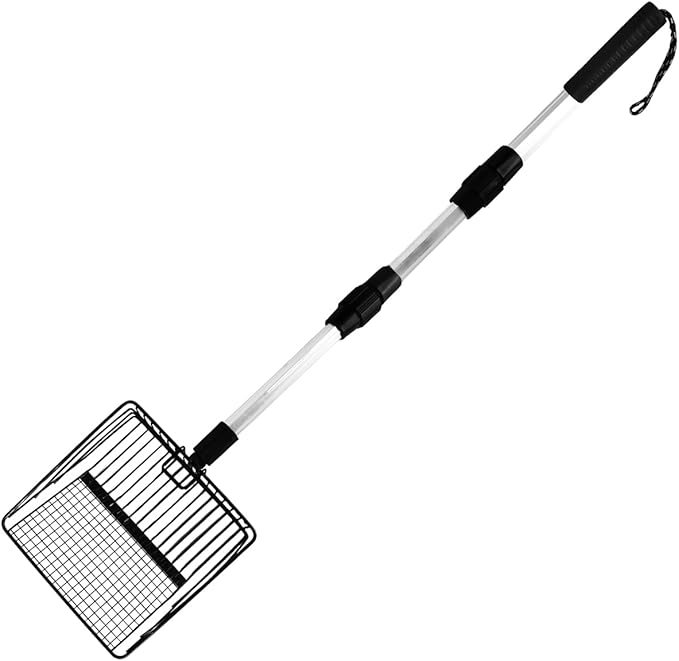 Large Chicken Poop Scooper, 3 in 1 Adjustable Long Handle Chicken Scooper for Poop (22-42inch) Heavy Duty Metal Chicken Poop Scooper Metal Litter Scoop, Chicken Coop Accessories