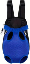 Pet Dog Carrier Backpack, Portable Breathable Mesh Chest Carrier, Polyester Woven Double Shoulder Pet Bag for Outdoor Adventures (SkyBlue, Large)