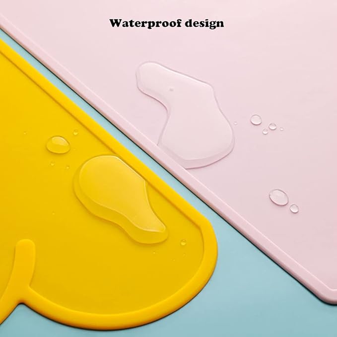 Love Dream Silicone Pet Feeding Food Mat with Raised Edge, Anti-Slip Waterproof Pet Bowl Mat Placemat for Dog and Cat (Light Green)