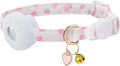 Breakaway Cat Collar with Airtag Holder,Kitten Collar with Apple Air Tag Holder and Bell for Girl Boy Cats, 0.4 Inches in Width and Lightweight. (White Heart)