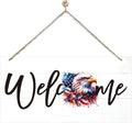 Welcome Sign for Front Door, Welcome Decor Wooden Hanging Sign for Wall Decor, American Bald Eagle Pattern Hanging Signs, Funny Wooden Outdoor Front Door Decoration 13.8X6.9 inches