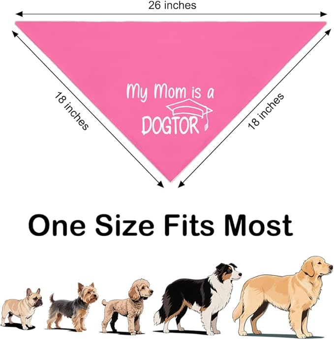 My Mom is A Dogtor Pink Dog Bandana, Graduation Gifts for Medical Student, Funny Cute Appreciation Gifts for Doctor Nurse Veterinarian, Christmas Birthday Gifts for Dog Mom