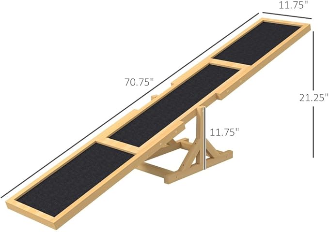 71" Dog Agility Seesaw Outdoor for Training and Exercise, Wooden Platform Dog Agility Training Equipment - Dog Obstacle Course Backyard Run Game Toy (Yellow)