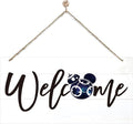 Welcome Sign for Front Door, Welcome Decor Wooden Hanging Sign for Wall Decor, Star Cartoon Characters Signs, Funny Wooden Outdoor Front Door Hanging Decoration 13.8X6.9 inches