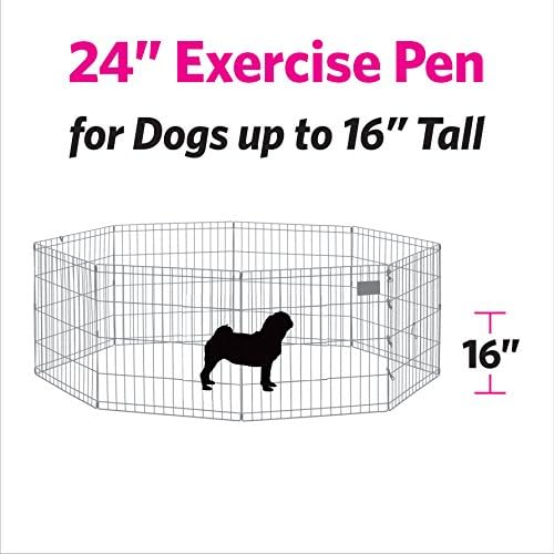 MidWest Homes for Pets Folding Metal Puppy / Dog Exercise Pen, Indoor/Outdoor Playpen with Door, 16 Sq Feet of Play Space, 24-Inches Tall, Pink