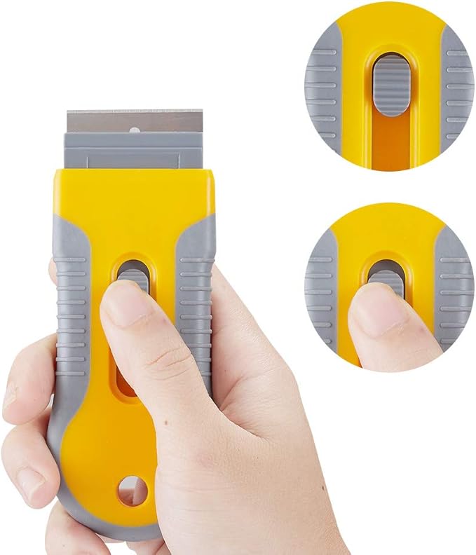 WEGAZ-2 Pack Razor Blade Scraper with 100 Extra carbon steel Blades, Scraper Tool for Cleaning Window, Paint, Cooktop, Oven, Glass Stove Top Scraper