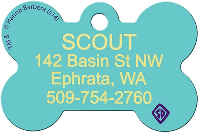 GoTags Cartoon Scooby-Doo Pet ID Tags, Personalized Engraved Dog Tags and Cat Tags with up to 4 Lines of Custom Text