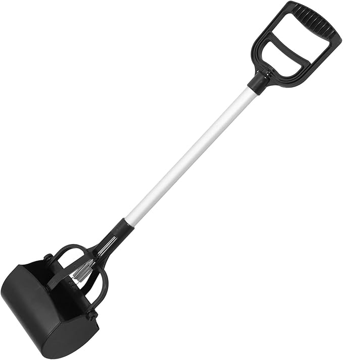NUOBESTY Long Handle Pet Poop Scoop and Dog Litter Picker, Black Plastic Outdoor Pet Waste Cleaning Tool for Dogs and Cats, Lightweight Pooper Scooper for Yard and Travel Use Random Color