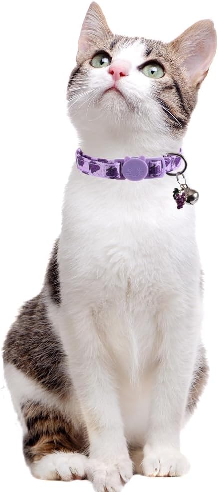 3 Pack Cat Collar Fruits with Bell Pendant Breakaway Adjustable Accessory for Cats Kitten Kitty
