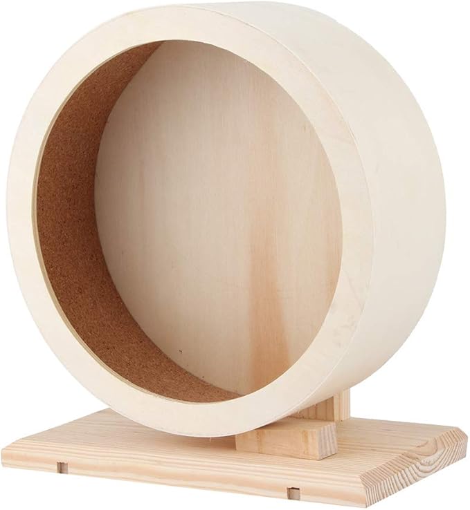 Wooden Hamster Exercise Wheel, Silent Silent Running Wheel Wooden Small Pets Quiet Spinner Play Toy Cage Accessories for Dwarf Syrian Hamster Rat Gerbil Mice Guinea Pigs(S)