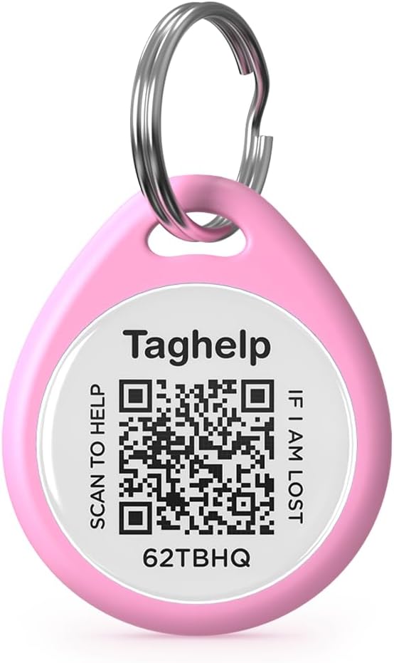 2-Pack -Smart QR Code Pet ID Tag for Dogs - Instant GPS Location Alert via Email, No App/Subscription Required, Waterproof Anti-Lost Personalized Dog Collar Accessories (Blue&Pink, for Dog - 1.2")