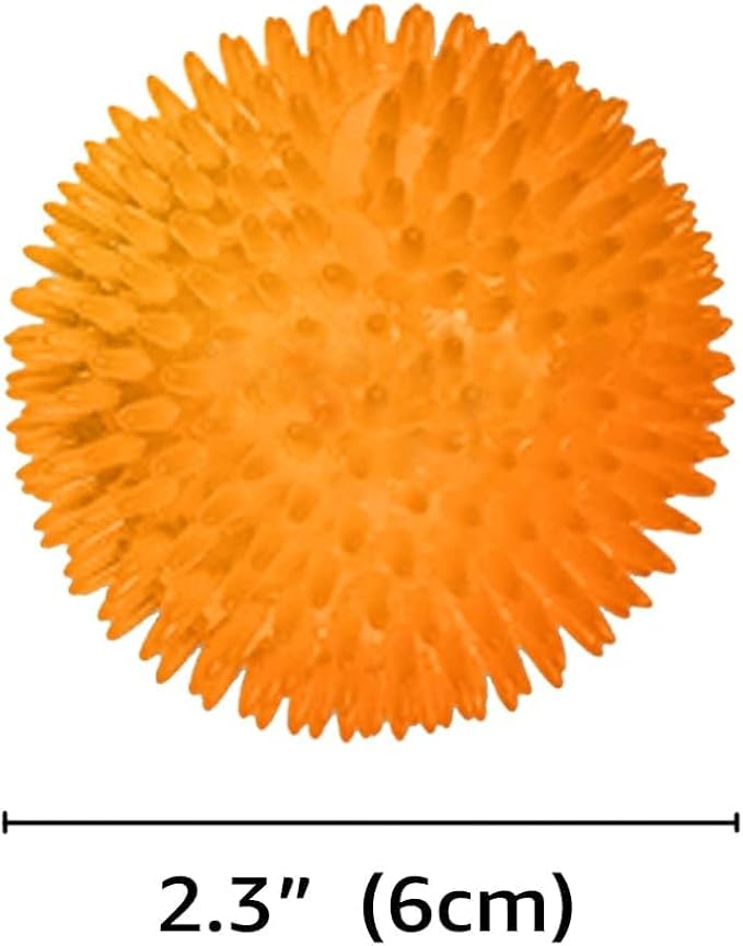 Meric CoCoo 3-Pack Squeaky Dog & Ferret Ball Toys, 2.3", Massage Teeth and Gums, Spikey Cat Rubber Balls, Toss Fetch Squeeky Doggy Balls for Multi-Pet Homes