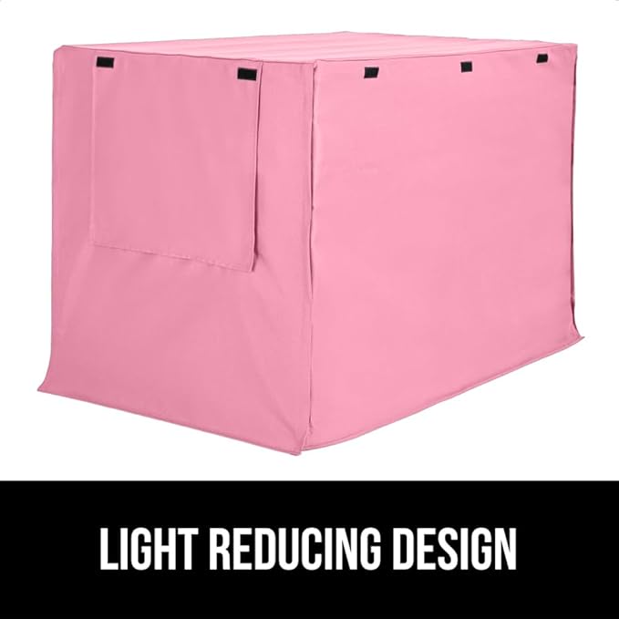 GORILLA GRIP Dog Crate Covers Compatible with Amazon Basics Dog Crates, All Sides Open, Privacy Cover Fits 24" Wire Kennel, Breathable Mesh Windows, Light Reducing Puppy Training Cage Topper, Pink