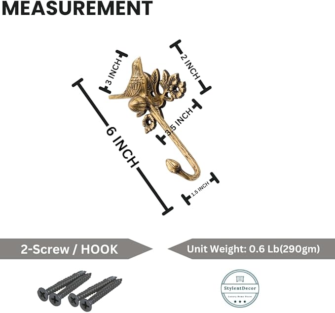 STYLENT Decor Solid Brass Bird Antique Towel Hook Bathroom Accessories Retro Bathroom Hardware Bird Cloth Hook Wall Mounted Vintage (Brass Antique)