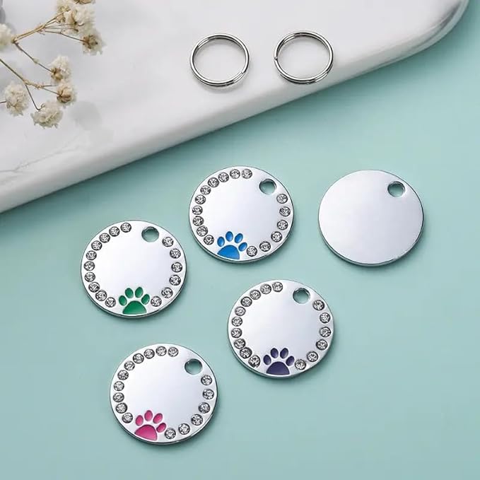 Personalized Dog/Cat Cute Paw Pet ID Tag with Unique Laser Engraving Name and Phone Number for Pet Collar or Key Chain (Red)