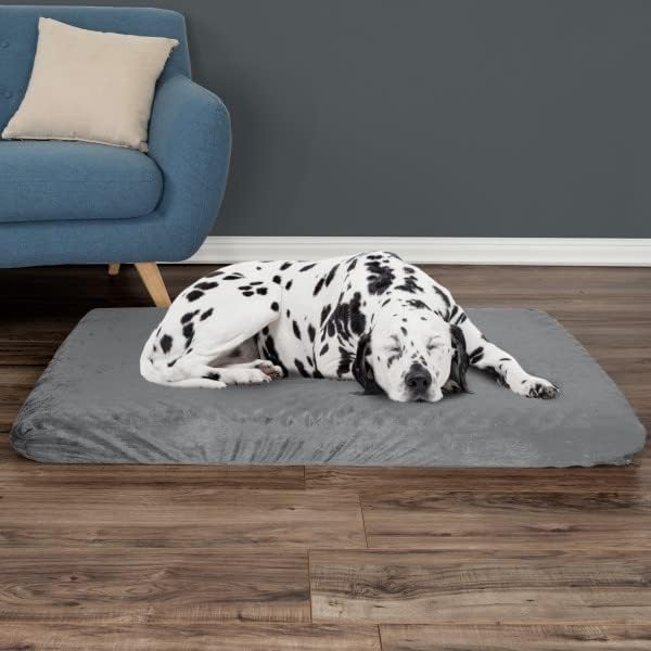 Orthopedic Dog Bed - 2-Layer Pet Bed for Floor, Kennel, or Crate with Removable Washable Cover - 46x27 Dog Bed for Large Dogs by PETMAKER (Gray)