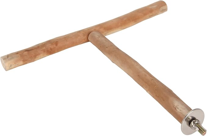 Asixxsix Wood Bird Perch, T Shaped Birdcage Stand Wooden Parrot Perch Stand Perch for Bird Cage Grinding Bird Perch Branches, T Perch Bird Accessory, Easy to Install
