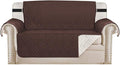 H.VERSAILTEX Reversible Loveseat Cover Furniture Protector Anti-Slip Water Resistant 2" Elastic Straps Couch Covers Pets Kids Fit Sitting Width Up to 54"(Oversized Loveseat: 75" x 98", Brown/Beige)