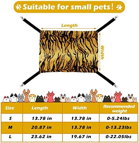 Jetec 2 Pack Cat Hammock for Cage, Catio Accessories Reversible Soft Cats Bed with Adjustable Straps and Hooks Double-Sided Linen and Fleece Hanging Hammock for Cats, Kitten(Zebra, Tiger Stripes,L)