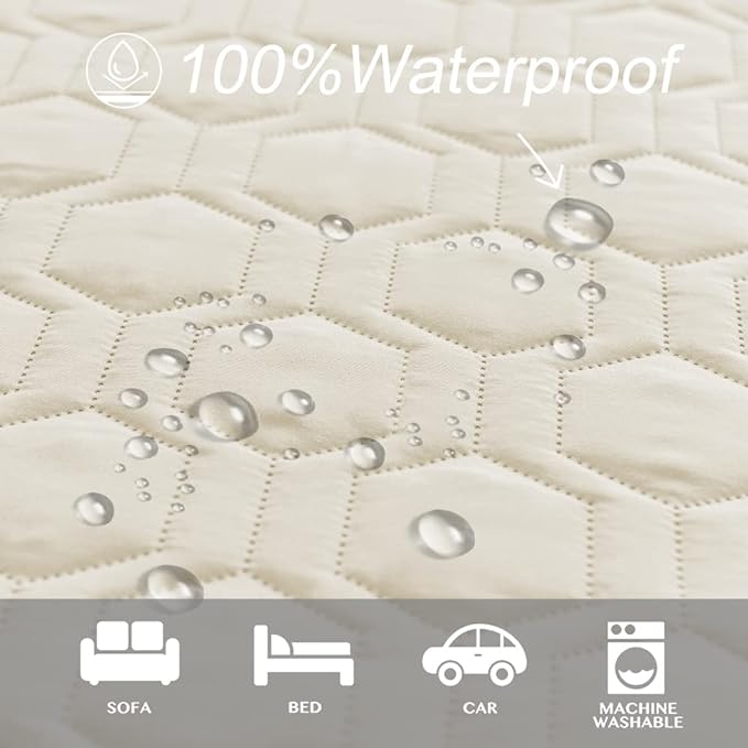 Waterproof and Anti-Slip Dog Bed Cover and Pet Blanket Sofa Pet Bed Mat ，car Incontinence Mattress Protectors Furniture Couch Cover for Most Cats Dogs, Pets（52x82-Ivory）