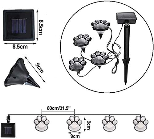 Elnsivo Paw Print Solar Outdoor Lights, Solar Lights Outdoor Waterproof Dog Paw Light (Set of 4), Cat Puppy Animal Garden Light Path Lamp Walkway Lighting for Patio,Yard, Any Pet Lover (White paw)