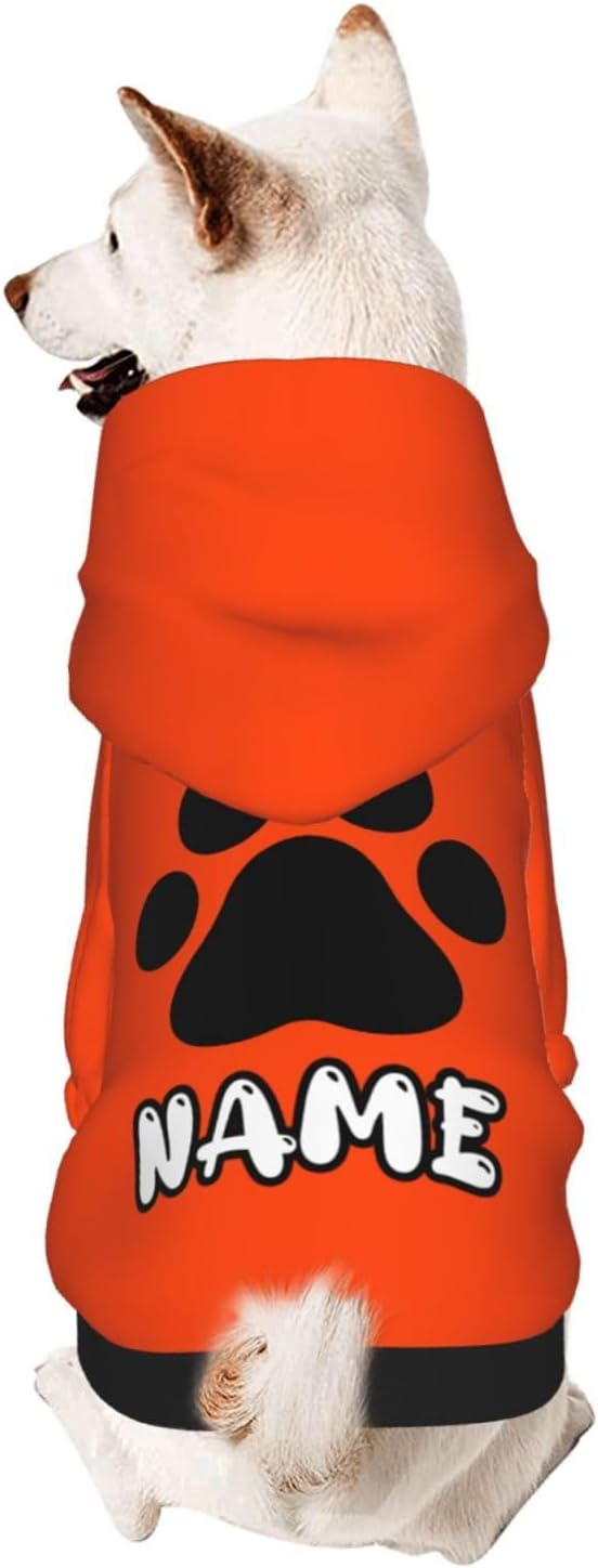 Custom Dog Hoodie Soft Add Your Own Personalized Photo Text Name Logo Dog Clothes for Puppy Sweatshirt Hooded for Small Medium Large Dogs Girl/Boy Cats OrangeRed