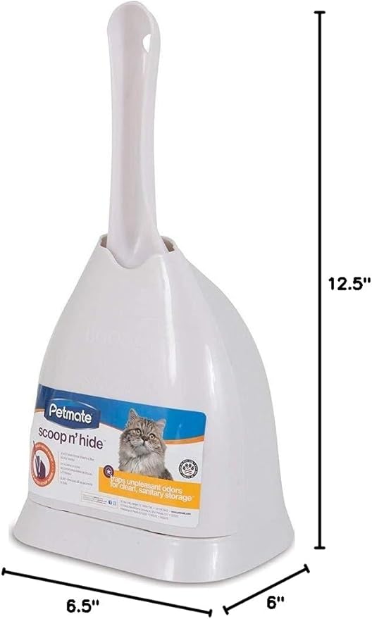 Petmate Scoop N' Hide Cat Litter Scoop with Discreet Litter Scoops Holder; White