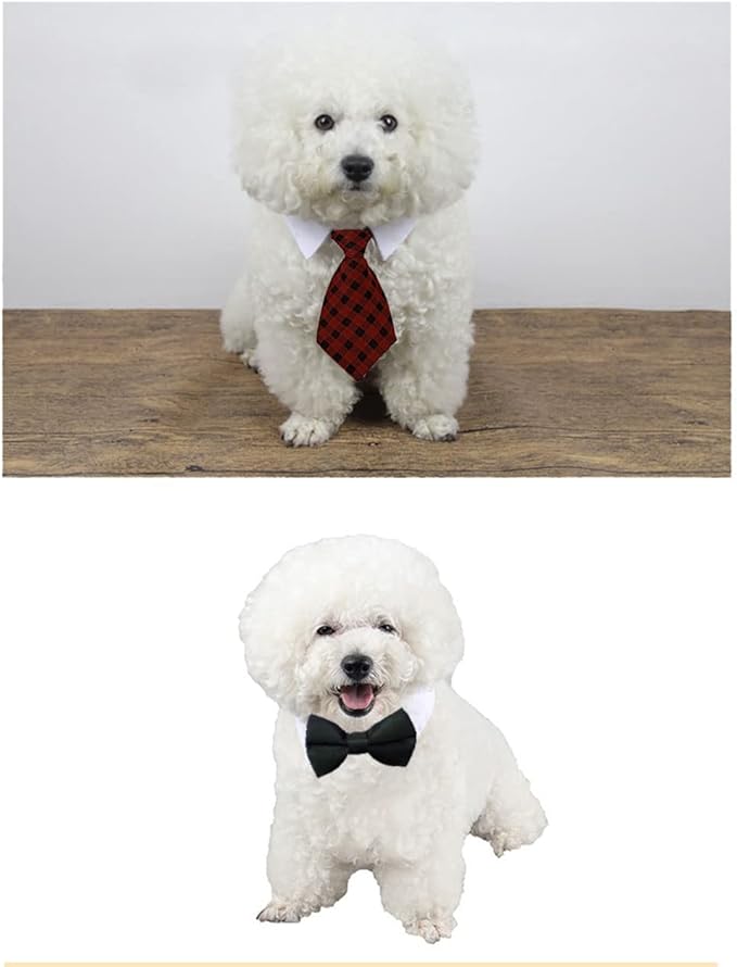 4 Pieces Pets Dog Cat Bowtie Pet Costume Adjustable Formal Necktie Collar for Cats Small Dogs Puppy Grooming Accessories (red/Green)